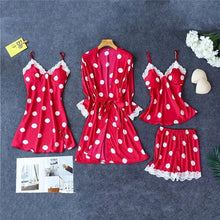 Load image into Gallery viewer, Sexy Red Womens Silky Sleep Pajamas Strap Top Sleepwear Nightdress Bathrobe Home Wear Nightgown Robe Bath Gown Sleepshirts