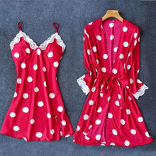Load image into Gallery viewer, Sexy Red Womens Silky Sleep Pajamas Strap Top Sleepwear Nightdress Bathrobe Home Wear Nightgown Robe Bath Gown Sleepshirts