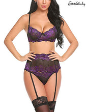 Load image into Gallery viewer, Women Sexy Lingerie Set Sleepwear Lace Bra Garter Bodystocking Body Latex Fishnet Female Catsuit Exotic Apparel Bra Brief Set