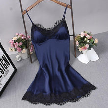 Load image into Gallery viewer, Sexy Dark Red Womens Silky Sleep Pajamas Strap Top Sleepwear Nightdress Home Wear Nightgown Robe Bath Gown Sleepshirts Bathrobe