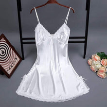 Load image into Gallery viewer, White V-Neck Lace Sleep Robe Summer Womens Pajamas Sleepwear Lady Home Wear Nightgown Sexy Bath Gown Sleepshirts M-XXL