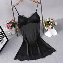 Load image into Gallery viewer, Sexy Dark Red Womens Silky Sleep Pajamas Strap Top Sleepwear Nightdress Home Wear Nightgown Robe Bath Gown Sleepshirts Bathrobe