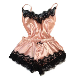 Women Sexy Lingerie Casual Silk Lace Sleeping Clothes  Women Sleep Top And Shorts Nightgown Two Pieces  Sleepwear Summer Clothes