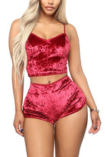 Load image into Gallery viewer, 2pcs Fashion Women Velvet Sleepwear 2019 Sexy Spaghetti Strap Shorts Pajama Set Ladies Sleepwear female
