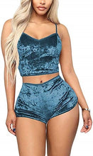 Load image into Gallery viewer, 2pcs Fashion Women Velvet Sleepwear 2019 Sexy Spaghetti Strap Shorts Pajama Set Ladies Sleepwear female
