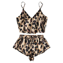 Load image into Gallery viewer, Women Pajama Satin Lace Leopard Lingerie Nightwear Sleepwear Top+Shorts 2PCS Summer Pajamas Set 5
