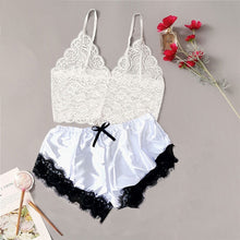 Load image into Gallery viewer, 2020 Women Sexy Lingerie Lace Sleepwear Top Sleeveless V-Neck Camisole Baby Doll Satin Shorts Lingerie Set Sexy Clothes Lenceria
