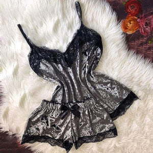 Sexy Lingerie Set Velvet Sleepwear Women's Pajama Set Sexy Babydoll Nightwear Cute Cami Top and Shorts Pijama Mujer пижамы