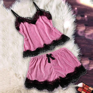 Sexy Lingerie Set Velvet Sleepwear Women's Pajama Set Sexy Babydoll Nightwear Cute Cami Top and Shorts Pijama Mujer пижамы