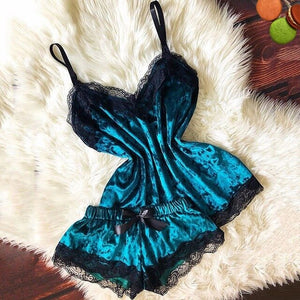 sexy lingerie New Women Sexy Lingerie Camisole Bow Shorts V-Neck Tops Velvet Pajamas Sleepwear body lingerie panties